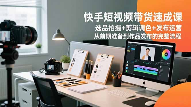 快手短视频带货速成课，选品拍摄+剪辑调色+发布运营，从前期准备到作品发布的完整流程鑫博凯资源站-创业网-项目平台-副业项目-网创项目资源站-副业项目-创业项目-搞钱项目-网站源码-游戏源码鑫博凯资源站