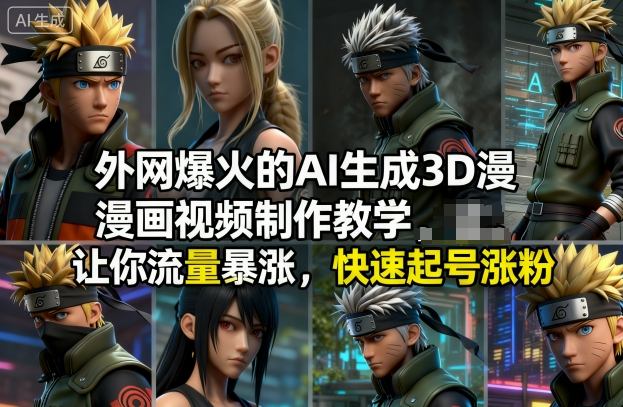 外网爆火的AI生成3D漫画视频制作教学，让你流量暴涨，快速起号涨粉！鑫博凯资源站-创业网-项目平台-副业项目-网创项目资源站-副业项目-创业项目-搞钱项目-网站源码-游戏源码鑫博凯资源站