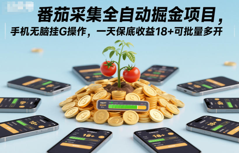 番茄采集全自动掘金项目,手机无脑挂G操作,一天保底收益18+可批量多开【揭秘】鑫博凯资源站-创业网-项目平台-副业项目-网创项目资源站-副业项目-创业项目-搞钱项目-网站源码-游戏源码鑫博凯资源站