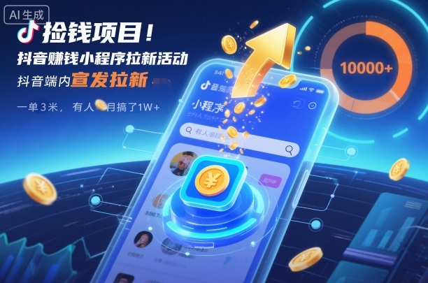 捡钱项目!抖音賺钱小程序拉新活动,抖音端内宣发拉新,一单3米,有人半个月搞了1W+鑫博凯资源站-创业网-项目平台-副业项目-网创项目资源站-副业项目-创业项目-搞钱项目-网站源码-游戏源码鑫博凯资源站