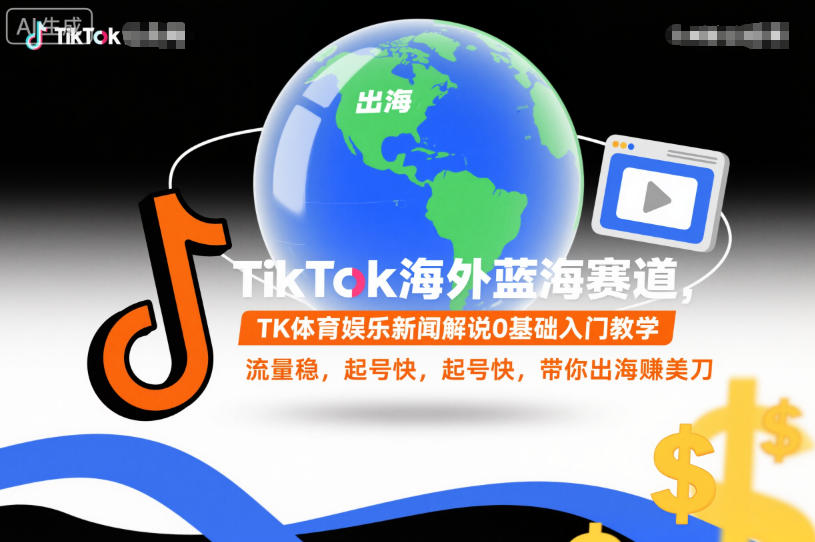 TikTok海外蓝海赛道,TK体育娱乐新闻解说0基础入门教学,流量稳,起号快,带你出海賺美刀鑫博凯资源站-创业网-项目平台-副业项目-网创项目资源站-副业项目-创业项目-搞钱项目-网站源码-游戏源码鑫博凯资源站