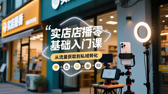 实体店播零基础入门课，实体店+短视频+直播+微信生态+私域社群，从流量获取到私域转化鑫博凯资源站-创业网-项目平台-副业项目-网创项目资源站-副业项目-创业项目-搞钱项目-网站源码-游戏源码鑫博凯资源站
