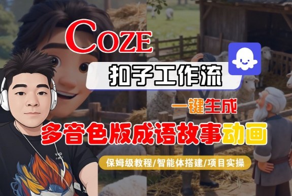 Coze扣子智能体工作流一键生成“多音色版成语故事“动画，全流程保姆级教学鑫博凯资源站-创业网-项目平台-副业项目-网创项目资源站-副业项目-创业项目-搞钱项目-网站源码-游戏源码鑫博凯资源站