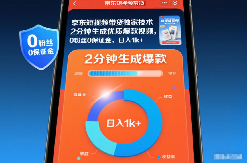 京东短视频带货独家技术，2分钟生成一条优质爆款视频，0粉丝0保证金，日入1k+【揭秘】鑫博凯资源站-创业网-项目平台-副业项目-网创项目资源站-副业项目-创业项目-搞钱项目-网站源码-游戏源码鑫博凯资源站