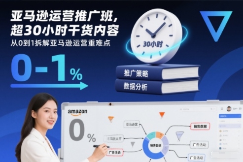 亚马逊运营推广班，超30小时干货内容，从0到1拆解亚马逊运营重难点鑫博凯资源站-创业网-项目平台-副业项目-网创项目资源站-副业项目-创业项目-搞钱项目-网站源码-游戏源码鑫博凯资源站