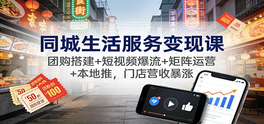 同城生活服务变现课：团购搭建+短视频爆流+矩阵运营+本地推，门店营收暴涨鑫博凯资源站-创业网-项目平台-副业项目-网创项目资源站-副业项目-创业项目-搞钱项目-网站源码-游戏源码鑫博凯资源站