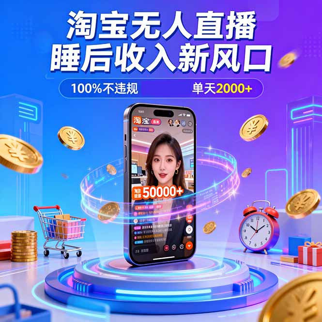 淘宝无人直播，不违规不封号，直播100小时卖了5万，年底旺季！鑫博凯资源站-创业网-项目平台-副业项目-网创项目资源站-副业项目-创业项目-搞钱项目-网站源码-游戏源码鑫博凯资源站