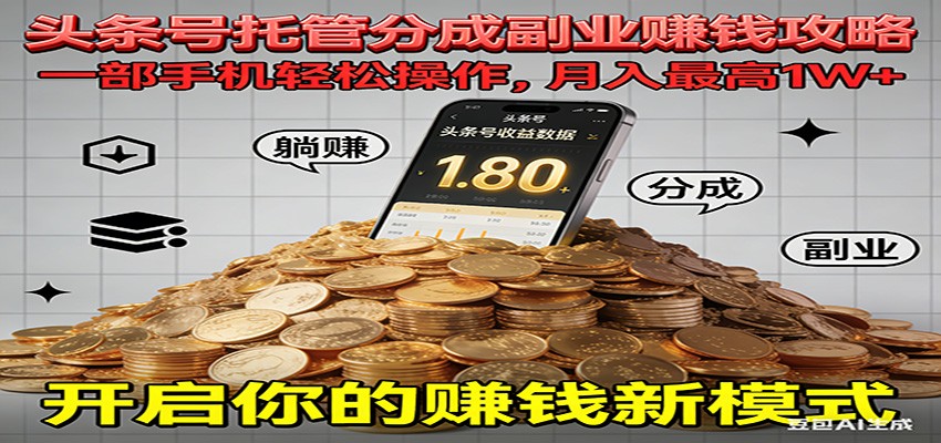 全程托管今日头条，一部手机就可以开干，最高躺赚1W+鑫博凯资源站-创业网-项目平台-副业项目-网创项目资源站-副业项目-创业项目-搞钱项目-网站源码-游戏源码鑫博凯资源站