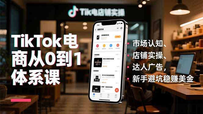 TikTok电商从0到1体系课，市场认知、店铺实操、达人广告，新手避坑稳赚美金鑫博凯资源站-创业网-项目平台-副业项目-网创项目资源站-副业项目-创业项目-搞钱项目-网站源码-游戏源码鑫博凯资源站