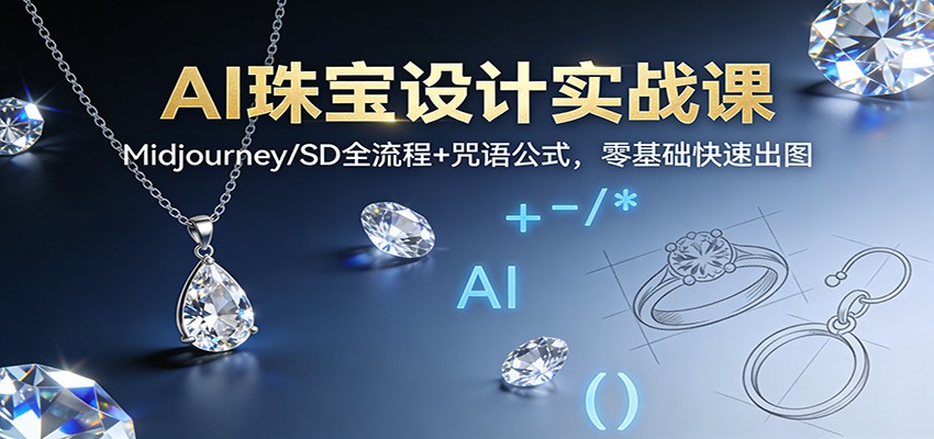 AI珠宝设计实战课：Midjourney/SD全流程+咒语公式，零基础快速出图鑫博凯资源站-创业网-项目平台-副业项目-网创项目资源站-副业项目-创业项目-搞钱项目-网站源码-游戏源码鑫博凯资源站