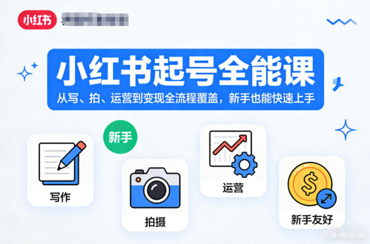 小红书起号全能课，从写、拍、运营到变现全流程覆盖，新手也能快速上手鑫博凯资源站-创业网-项目平台-副业项目-网创项目资源站-副业项目-创业项目-搞钱项目-网站源码-游戏源码鑫博凯资源站