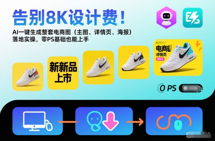 告别8K设计费！AI一键生成整套电商图(主图、详情页、海报)落地实操，零PS基础也能上手鑫博凯资源站-创业网-项目平台-副业项目-网创项目资源站-副业项目-创业项目-搞钱项目-网站源码-游戏源码鑫博凯资源站