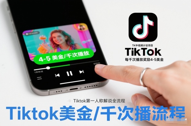 TK中视频计划项目，Tiktok第一人称解说流程，每干次播放奖励4-5美金鑫博凯资源站-创业网-项目平台-副业项目-网创项目资源站-副业项目-创业项目-搞钱项目-网站源码-游戏源码鑫博凯资源站