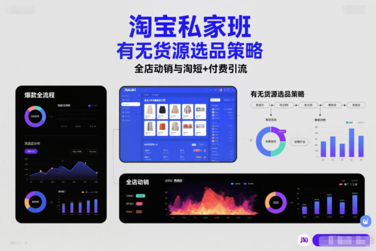 淘宝私家班，有无货源选品策略，高成功率爆款全流程打法，全店动销与淘短+付费引流鑫博凯资源站-创业网-项目平台-副业项目-网创项目资源站-副业项目-创业项目-搞钱项目-网站源码-游戏源码鑫博凯资源站