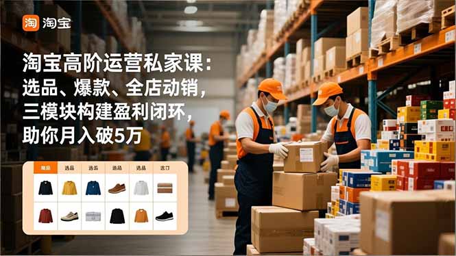 淘宝高阶运营私家课：选品、爆款、全店动销，三模块构建盈利闭环，助你月入破5万鑫博凯资源站-创业网-项目平台-副业项目-网创项目资源站-副业项目-创业项目-搞钱项目-网站源码-游戏源码鑫博凯资源站