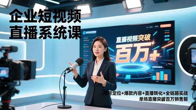 企业短视频直播系统课，账号定位+爆款内容+直播转化+全链路实战，单场直播突破百万销售额鑫博凯资源站-创业网-项目平台-副业项目-网创项目资源站-副业项目-创业项目-搞钱项目-网站源码-游戏源码鑫博凯资源站