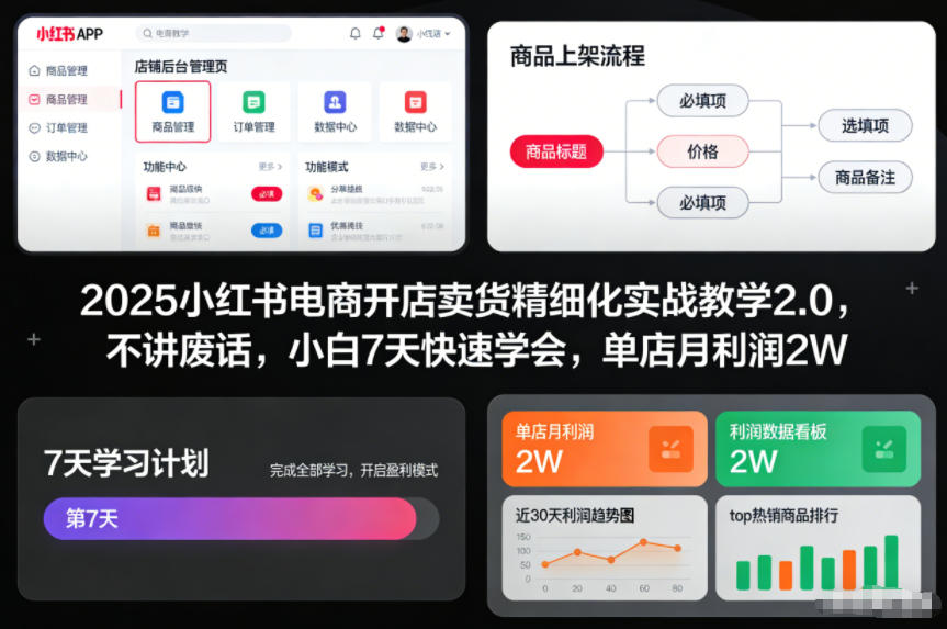 2025小红书电商开店卖货精细化实战教学2.0，不讲废话，小白7天快速学会，单店月利润2W鑫博凯资源站-创业网-项目平台-副业项目-网创项目资源站-副业项目-创业项目-搞钱项目-网站源码-游戏源码鑫博凯资源站